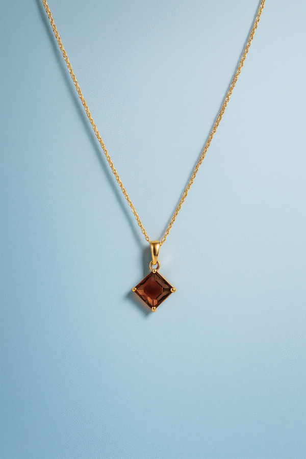 Warm Brown Square Cut Gemstone Necklace