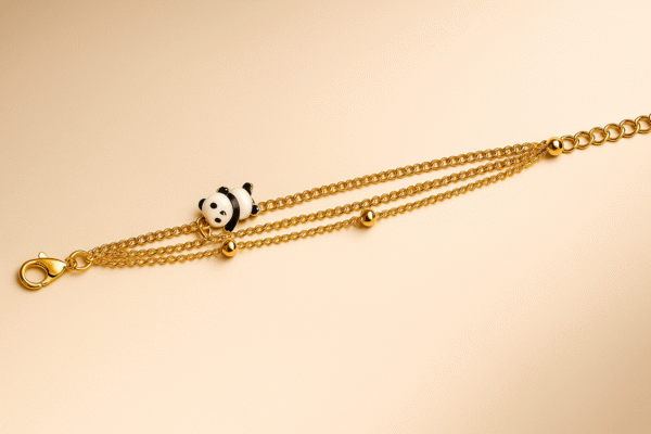 Gold-Tone Multi-Layer Panda Charm Bracelet