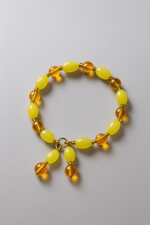 Lemon Yellow & Honey Amber Beaded Bracelet
