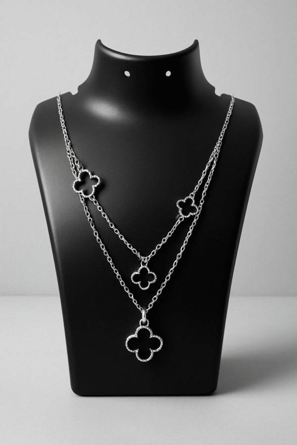 Silver Layered Clover Necklace