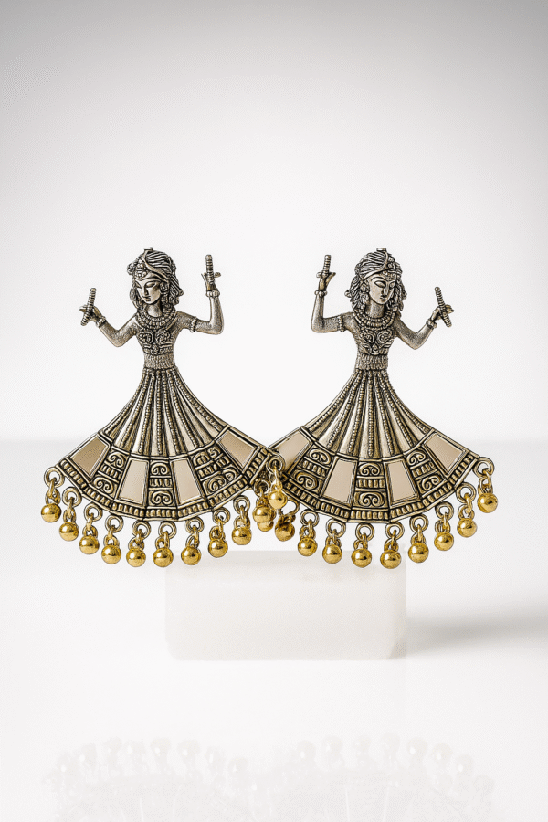 Oxidized Silver Navratri / Garba Dancer Drop Earrings