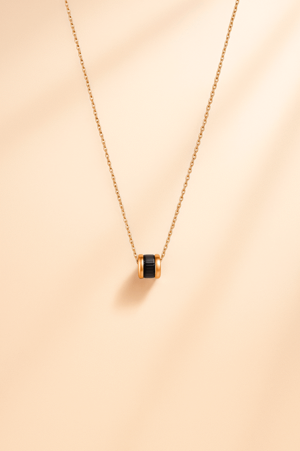 Minimalist Black & Gold Bar Pendant Necklace