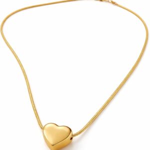 Golden Heart Pendant Chain Necklace