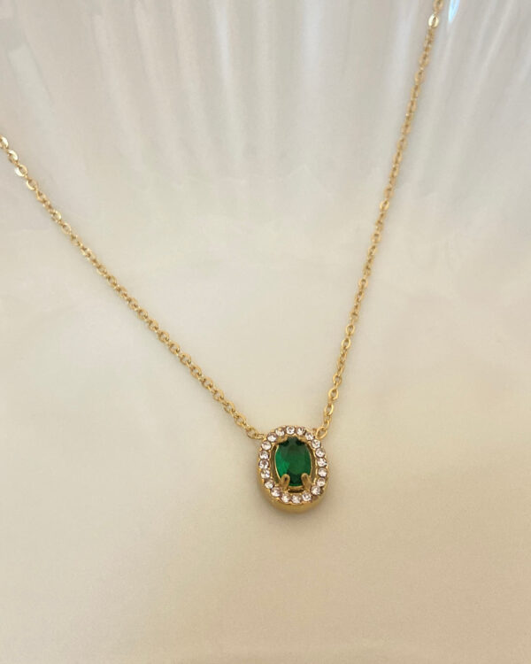 Royal Emerald Green Oval Crystal Necklace