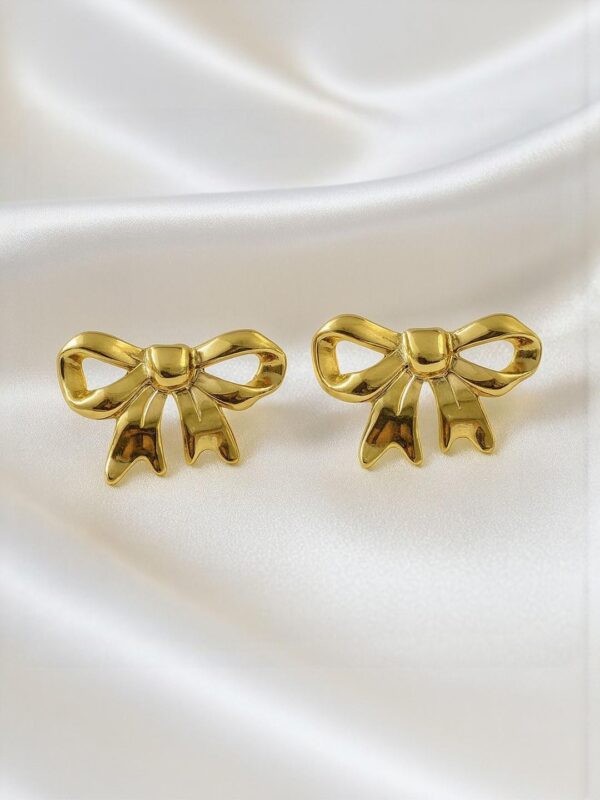 Chic Gold-Plated Ribbon Bow Stud Earrings