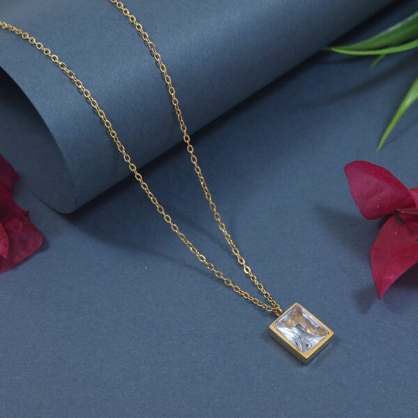 Dainty White Zirconia Solitaire Gold Necklace